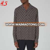 Wholesale High Quality Casual Long Sleeve Geometric Floral Print Shirt Men